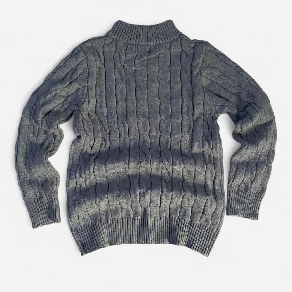 Polo Ralph Lauren grey cable knit cotton quarter zip sweater
